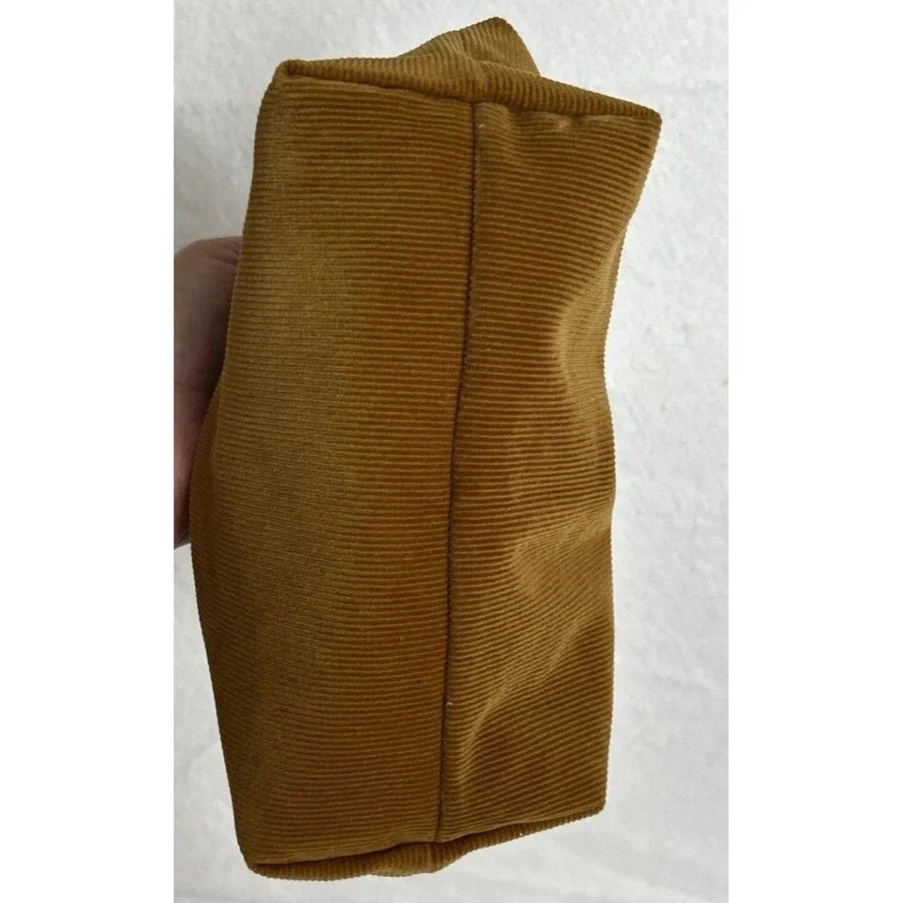 Merit Beauty Corduroy Make Up Bag Tie Top Pouch Brown